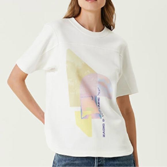 NWT Zadig & Voltaire Bow Mo Terry Palmier Judo Tee M Crewneck - Picture 2 of 9